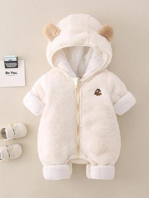 Unisex Baby Flannel Jumpsuit - Warm Cotton for Autumn/Winter Outdoor Crawling