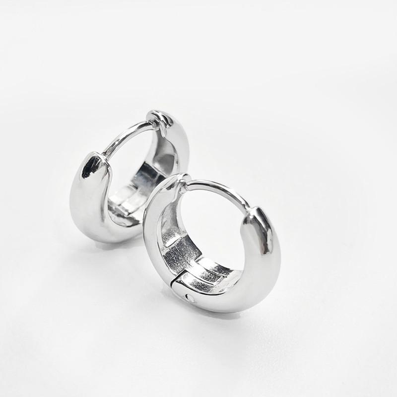 

Classic Fashion Round Stainless Steel Hoop Earrings For Women Circle Inner Diameter 12mm Hip-Hop Ear Buckle Huggie Daily Zircon