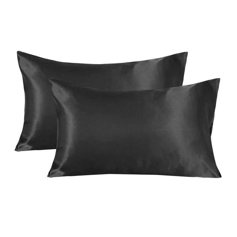 1pc Pillowcase Simulation Silk Silk Satin Zipper Pillowcase Hairdressing Pillowcase Comfortable Home Decoration Cushion