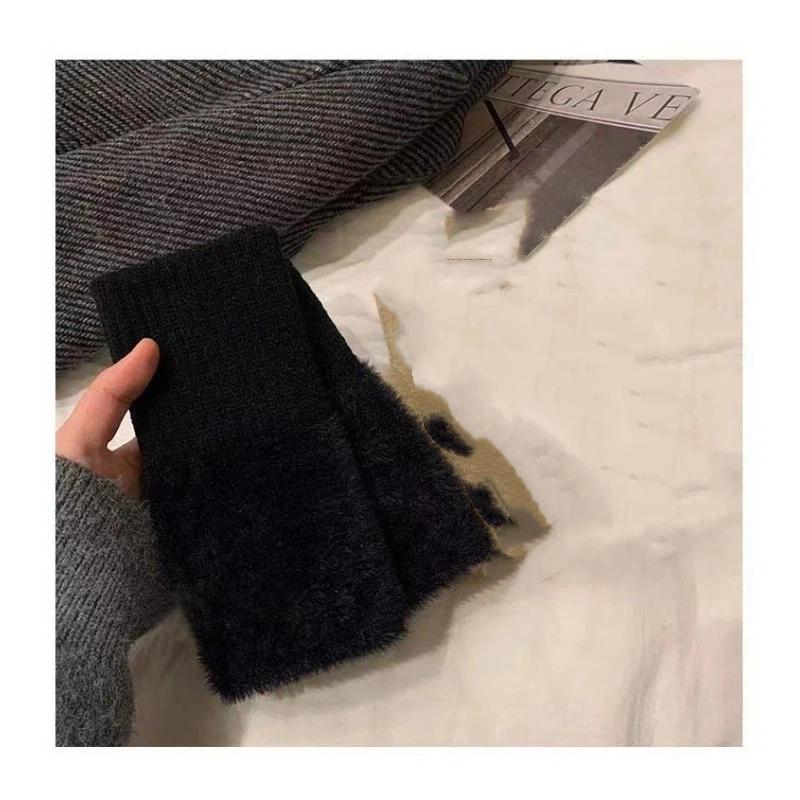 Winter Gloves Warm Knitted Finger-free Half-cut Wool Men's and Women's Cute Riding Jacquard Thickened Adult Hand Socks