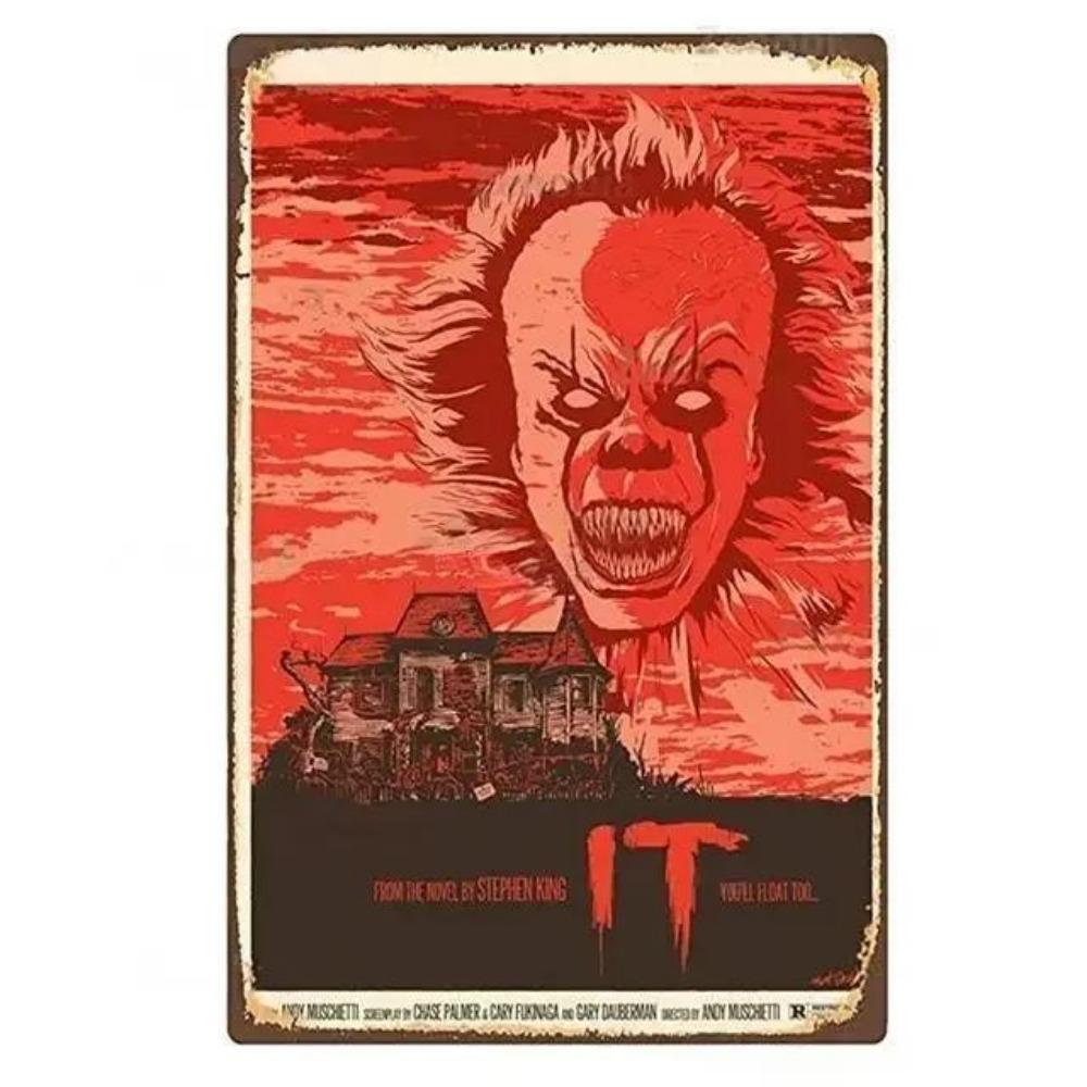 Kovové nástěnné umění Halloweenská hororová dekorace 20x30cm Domácí Jeskynní Muž Filmová cedule