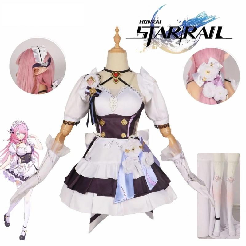 Honkai Elysia Maid Uniform Cosplay Costume Girl Anime Party Halloween Fan Outfit