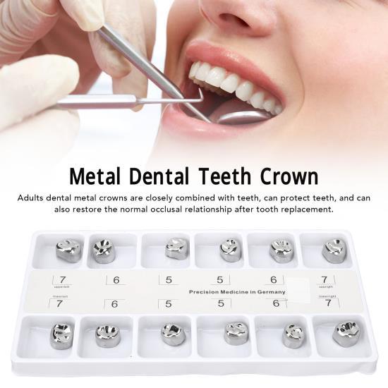 12pcs Dental Metal Crowns Stainless Steel Restore Chewing Function Dental Metal Crowns for Adults