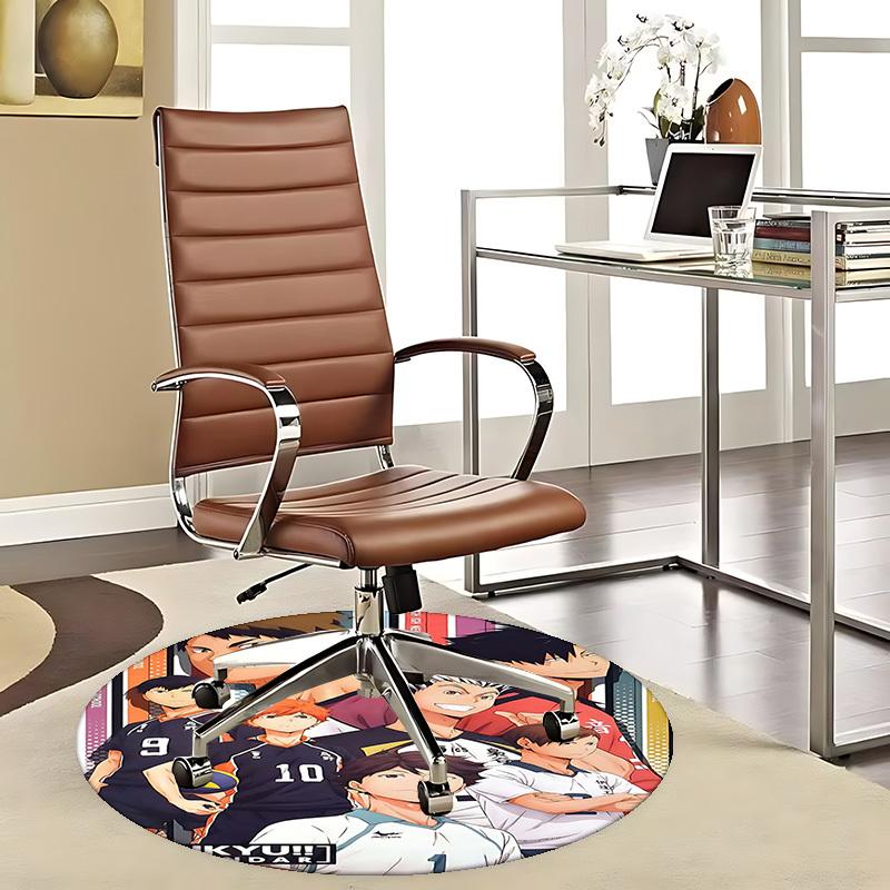 

1pc Haikyuu!! Anime Volleyball Team Round Carpet Office Chair Mat, AntiSlip Rug for Home Decor, Seasonal Gift, Suitable for Office, Living Room 80cm