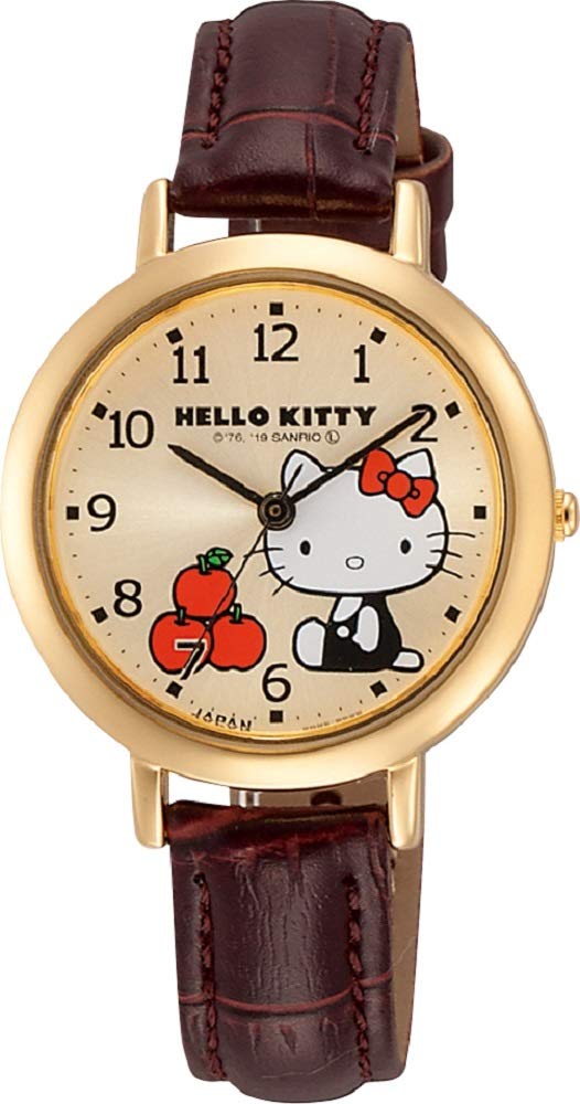 

и аналоговые Hello Kitty водонепроницаемый кожаный ремешок золотой циферблат 0031N103 коричневый [Cue Cue] женские