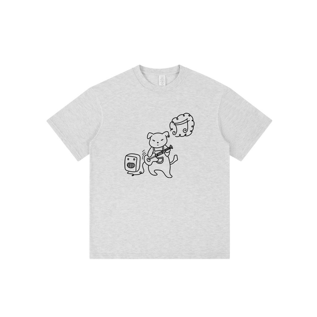 Cartoon Doodle Print Short Sleeve Cotton T-Shirt - Fun & Loose Summer Couple Wear