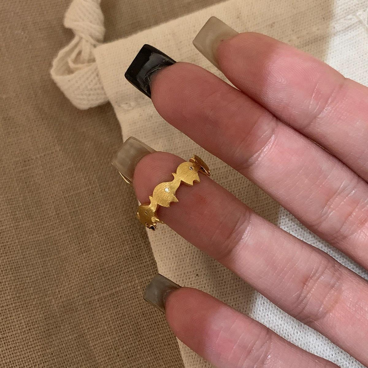 Шикарное Золотое Открытое Регулируемое Женское Кольцо с Мультяшным Слоном Open Adjustable