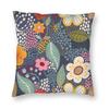 Secret Garden Navy Yellow Square Pillowcase Polyester Linen Velvet Creative Decor Pillow Case Home Cushion Case Wholesale X