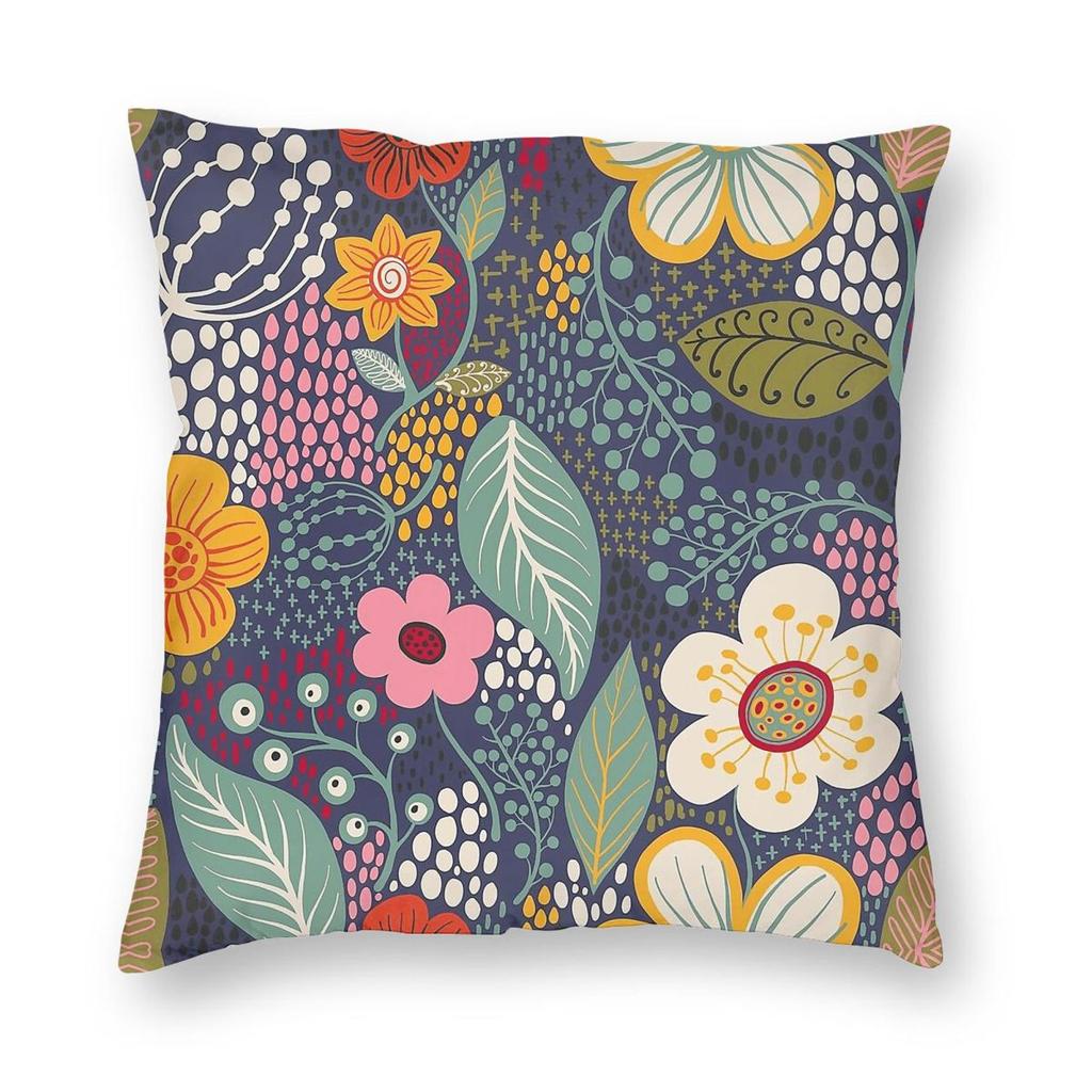 Secret Garden Navy Yellow Square Pillowcase Polyester Linen Velvet Creative Decor Pillow Case Home Cushion Case Wholesale X