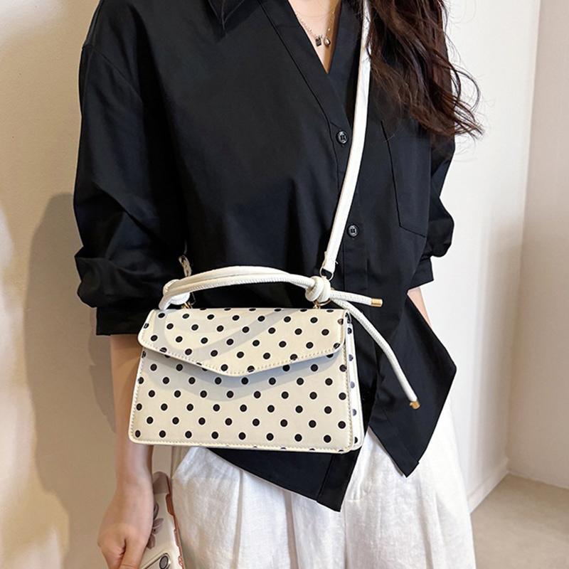 Yogodlns Korean Style Polka Dot Shoulder Bag Casual Crossbody Small Square Bag Fashion Trendy Handbag Women Work Shoulder Bag