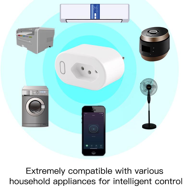 WiFi Smart Home Socket with Alexa Voice Control, Timer, and Power Monitoring - Brazilian Standard