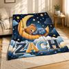 Zach Sleeping Teddy Bear Moon Coral Fleece Blanket Nursery Decor