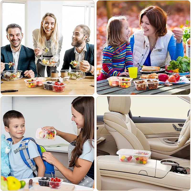 Seyahat Atıştırmalık Kapları 2 Bölmeli, Kapaklı Sos Fincanları Kompakt Gıda Saklama Kutusu Yetişkinler İçin