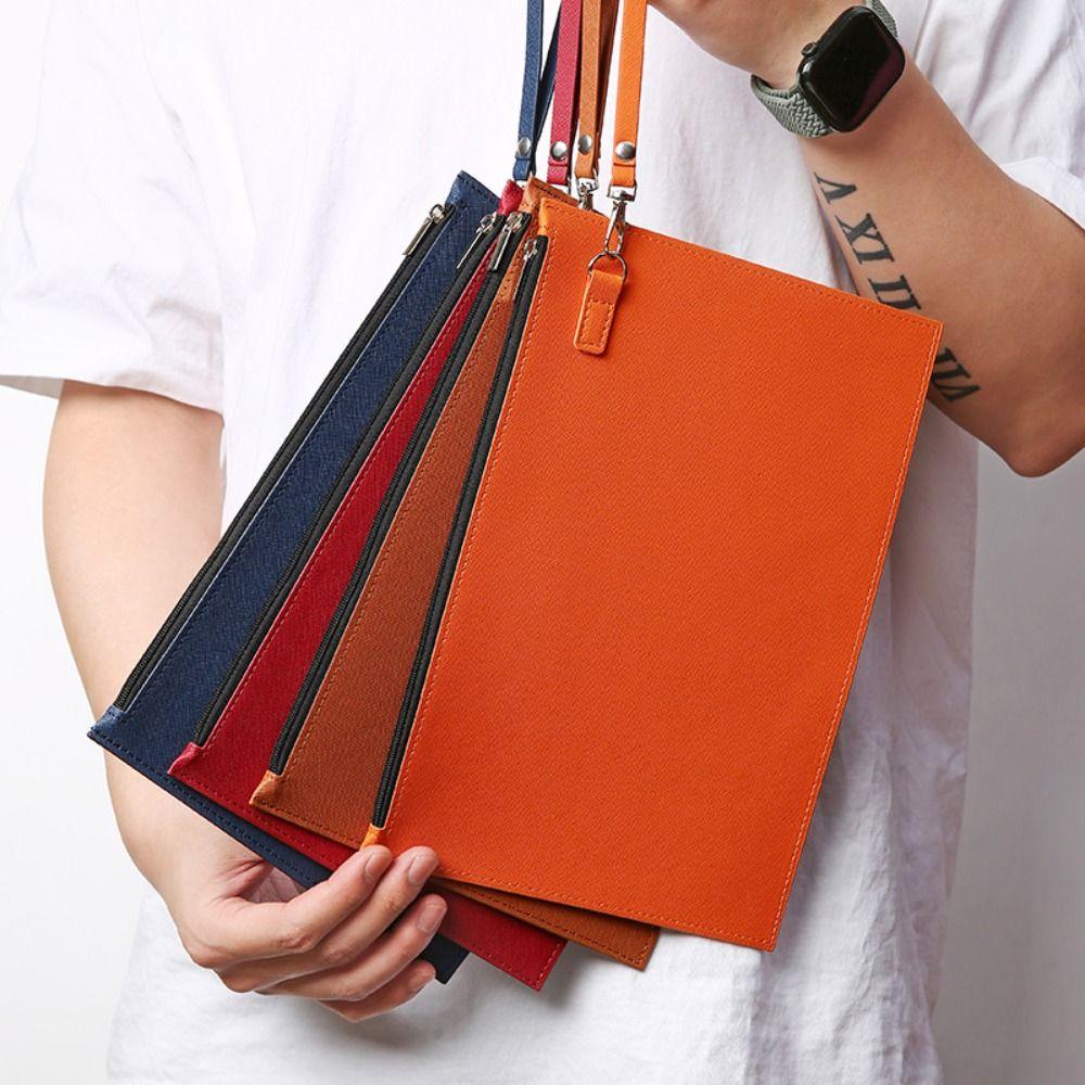 Simple A4 Imitation Leather File Folder Data Contract Bill File Bag  Stationery Storage