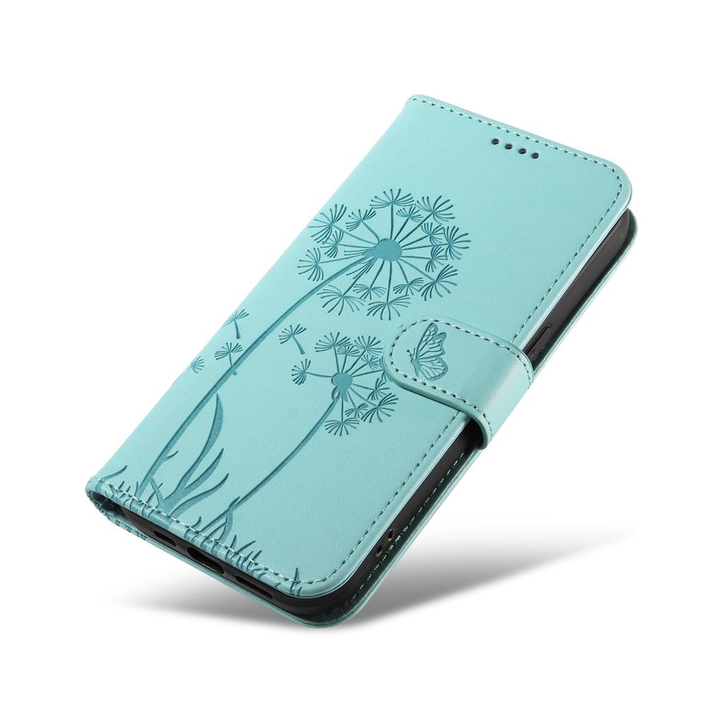 For iPhone 14 Pro Leather Case Wallet Phone Cover Dandelion Imprint