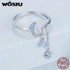 WOSTU 925 Sterling Silver Star and Moon Link Ring With Nano Opal For Women's Engagement & Proposal Parties Fine Jewelry Gifts