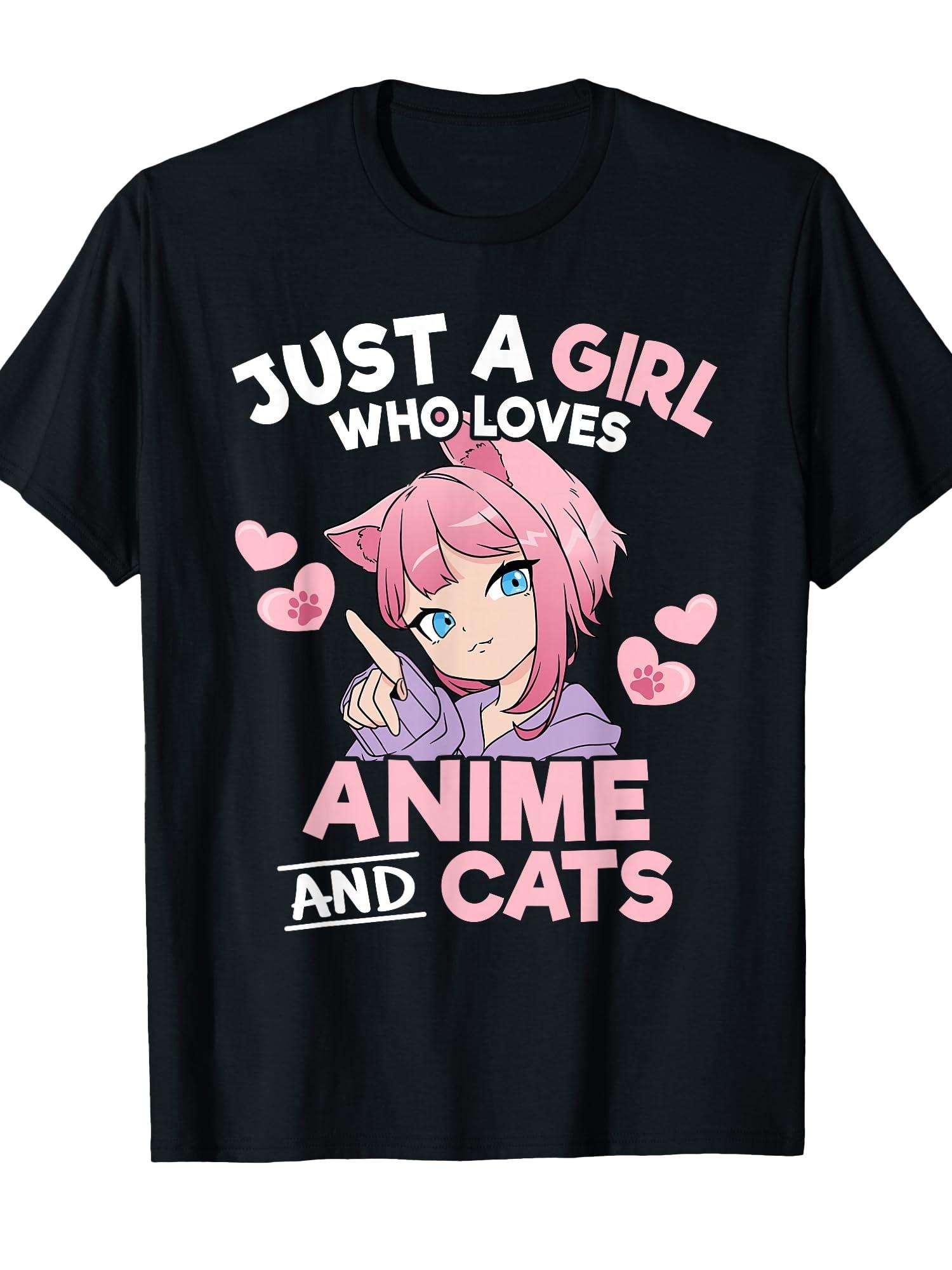 

Just A Who Loves Anime And Cats Cute Otaku Manga T-shirt | 100% Relaxed-fit Short-sleeved S