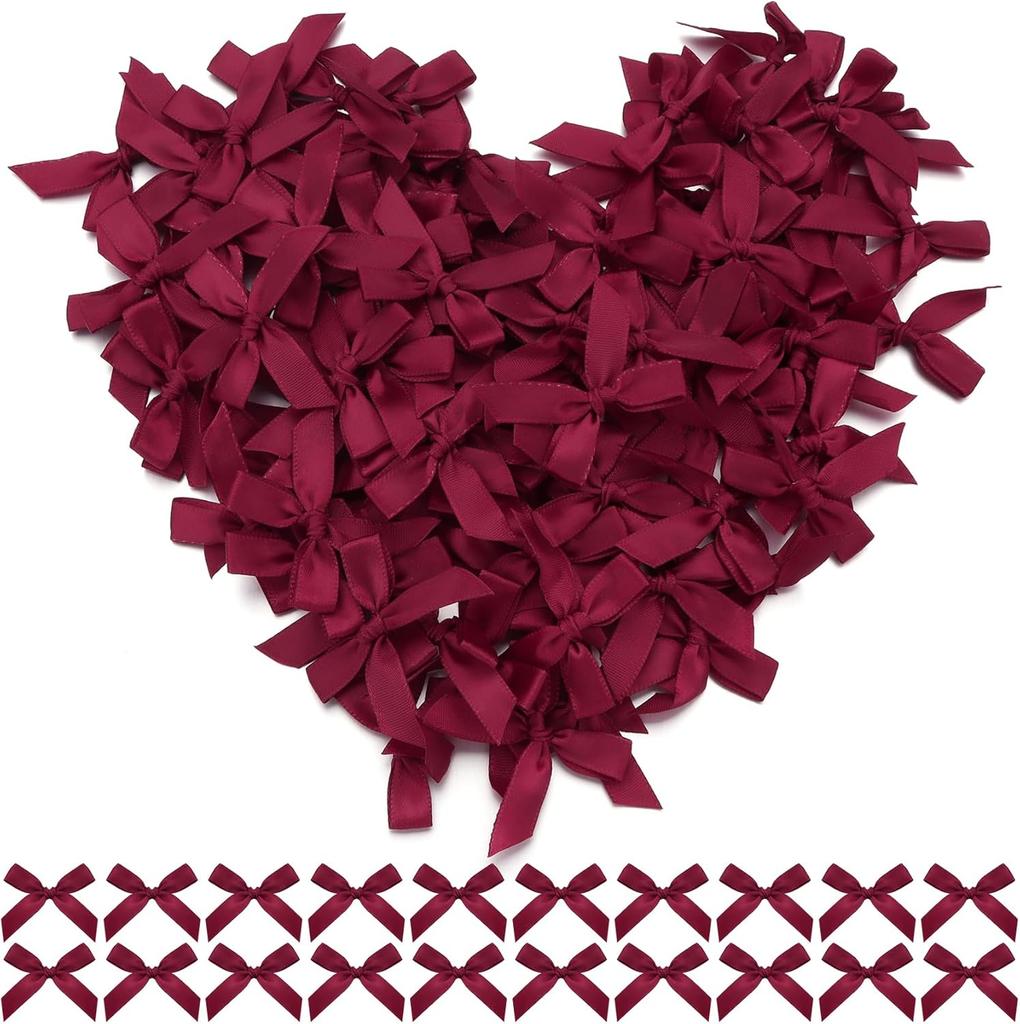 100 szt./partia Nowe Różowe Czarne Kokardy z Wstążki Mały Rozmiar Satynowe Kokardy z Wstążki Naszywki Aplikacje Dekoracja