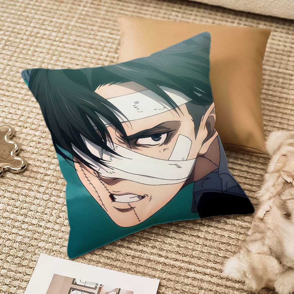 1pc Levi Ackerman Attack On Titan Pillow Case Anti-dustmite Pillowcase Invisible Zipper Silky Plush Sofa