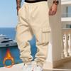 Men's Loose Fit Cargo Joggers - Thickened Warm Pants With Pockets,Casual Running Trousers