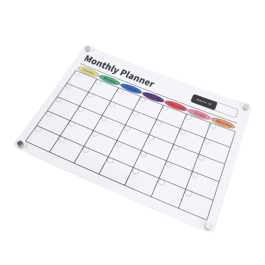 Dry Erase Calendar Transparent Acrylic Magnetic Monthly Planning Board for Fridge Kitchen