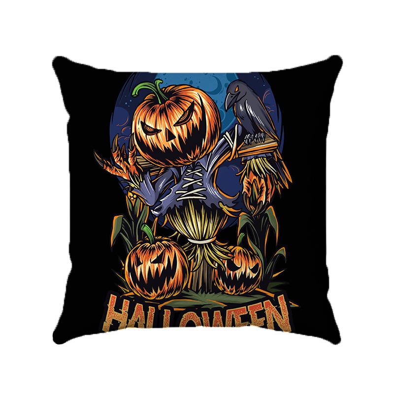 Cartoon Halloween Design Digital Printing Short Plush Pillow Covers Decorative For Car Sofa Office Cushion Cover Home Goods