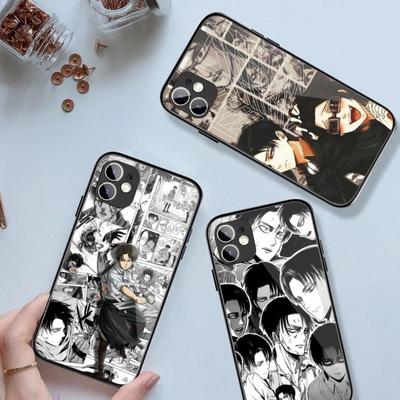 Anime Attack On Titan Handyhülle Für IPhone 14 13 12 11 XS X 8 7 6 Plus Mini Pro Max SE 2022 Schwarz PC TPU Glas Handyhülle