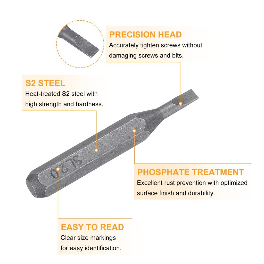 6/12pcs SL1.0-SL4.0 Slotted Screwdriver Bit 5/32" Hex Shank 28mm Length S2 Steel Magnetic Flat Head Screw Driver Bit