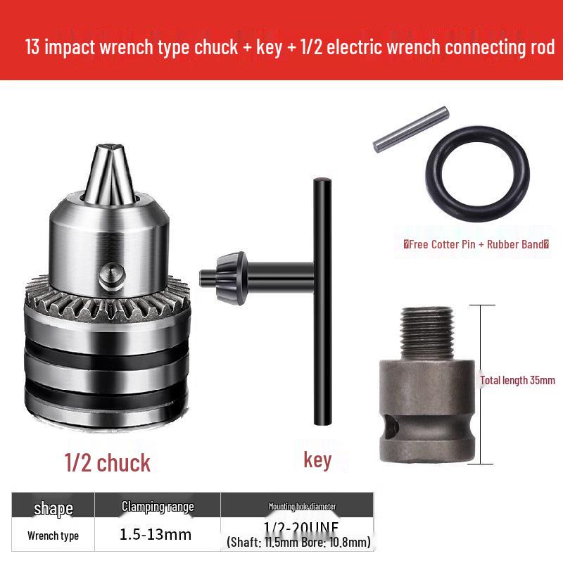 Electric Wrench Conversion Kit: Multifunctional Air Impact, Drill Chuck, Socket & Universal Connector.