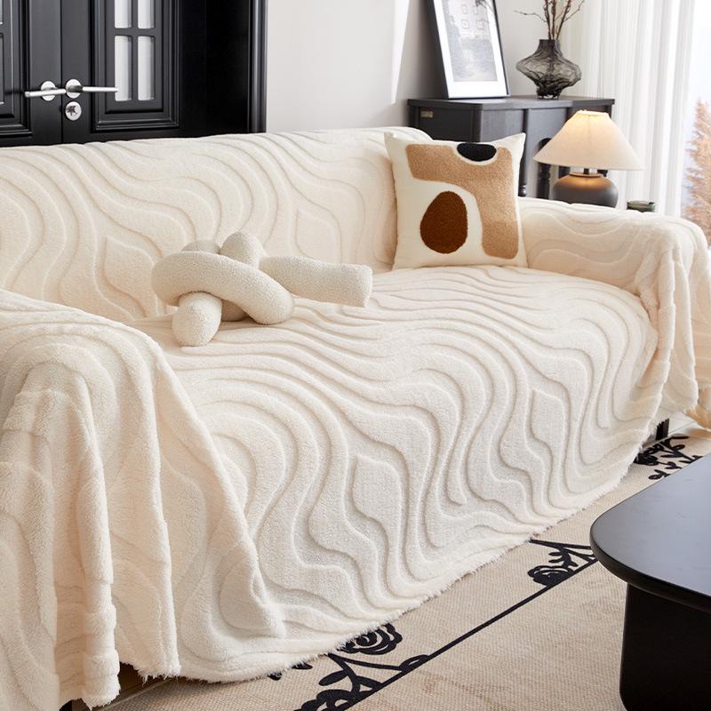 Cream Winter Sofa Blanket: 2026 Plush Ultra-Large One-Piece Cover & Cushion.