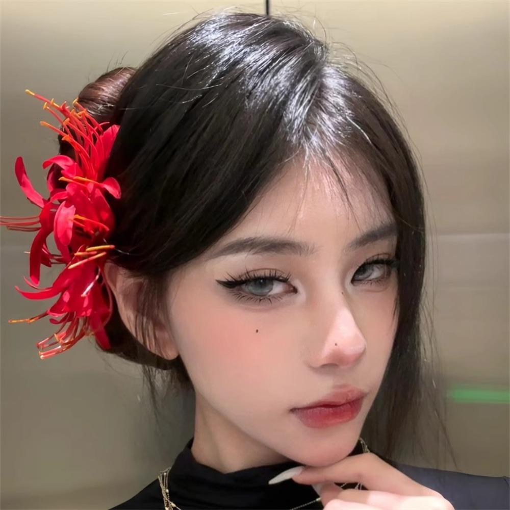 Lycorisradiata Simulation Flower Hairpins Cloth Hanfu Hair Stick Sweet Flower Hair Clip Holiday