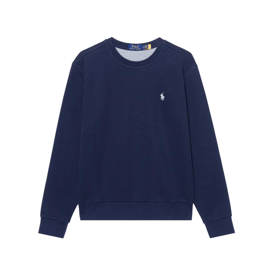 Polo Ralph Lauren FW23 Solid Color Small Pony Logo Embroidered Crew Neck Long Sleeve Fleece Sweatshirt Men sweatshirt Navy-Blue MNPOKNI16821901-410