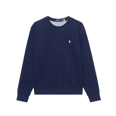 Polo FW23 Solid Color Small Pony Logo Embroidered Crew Neck Long Sleeve Fleece Sweatshirt Men Sweatshirt Navy-Blue MNPOKNI16821901-410