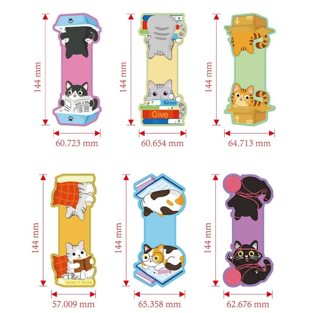 5/6/10pcs Cute Cat Cartoon Magnetic Bookmark Page Holder Fun Meow Bookmarks For Students Reading Book Magnetic Tags Decoration