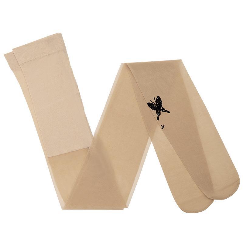 Fenna Butterfly Print 15D Core-Spun Silk Pantyhose for Women - Spring/Summer Thin Stockings.