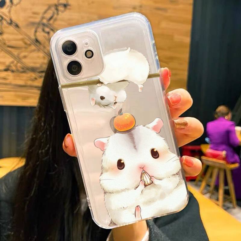 Cute Hamsters Phone Case for iPhone 11 12 13 mini pro XS MAX 8 7 6 6S Plus X 5S SE 2020 XR clear case