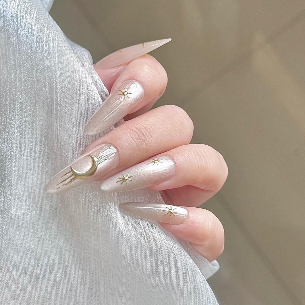 

Wearable Long Cat Eye 3D Nail Art Patches - Star & Moon Myth Design M [Glue Version]