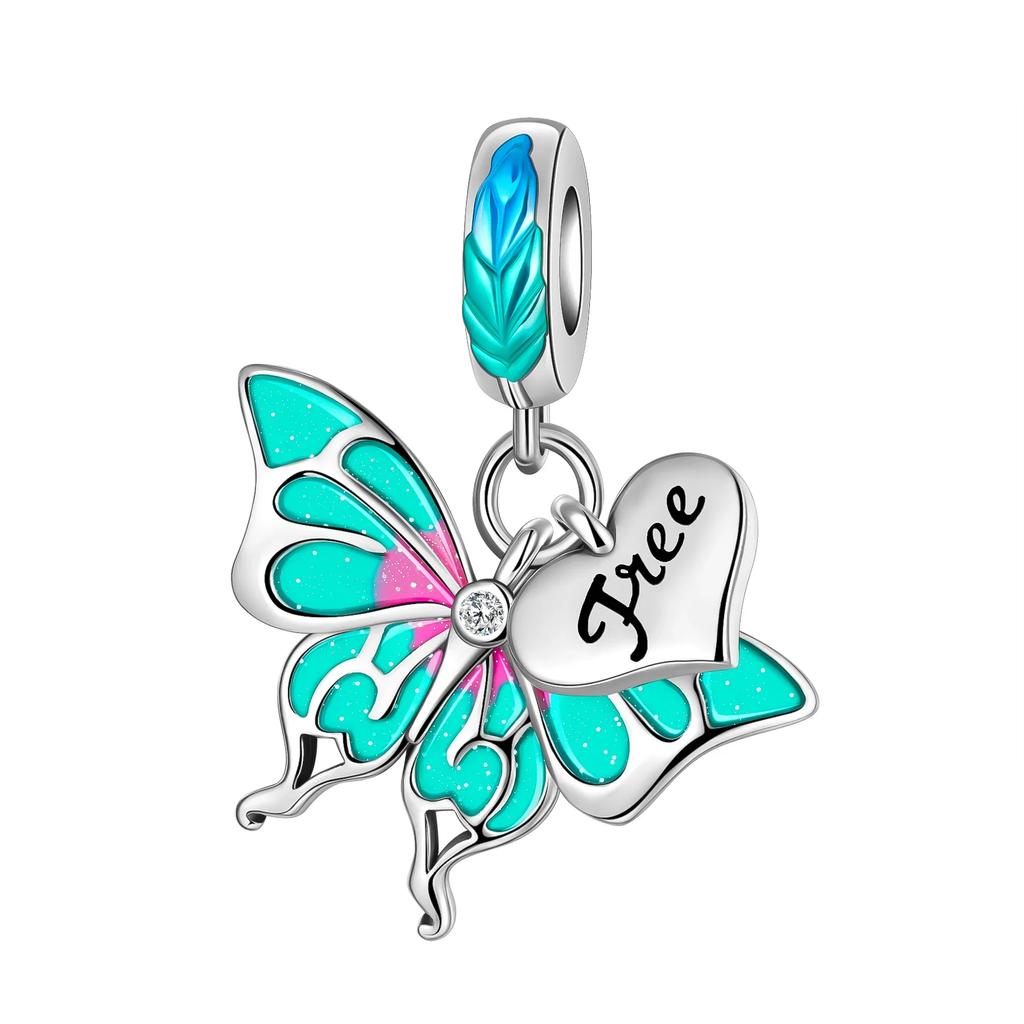 Charms Exquisite 925 Silver Butterfly Pendant Dragonfly Flowers Bead for Women Necklace DIY Bracelet Fine Jewellery Gift