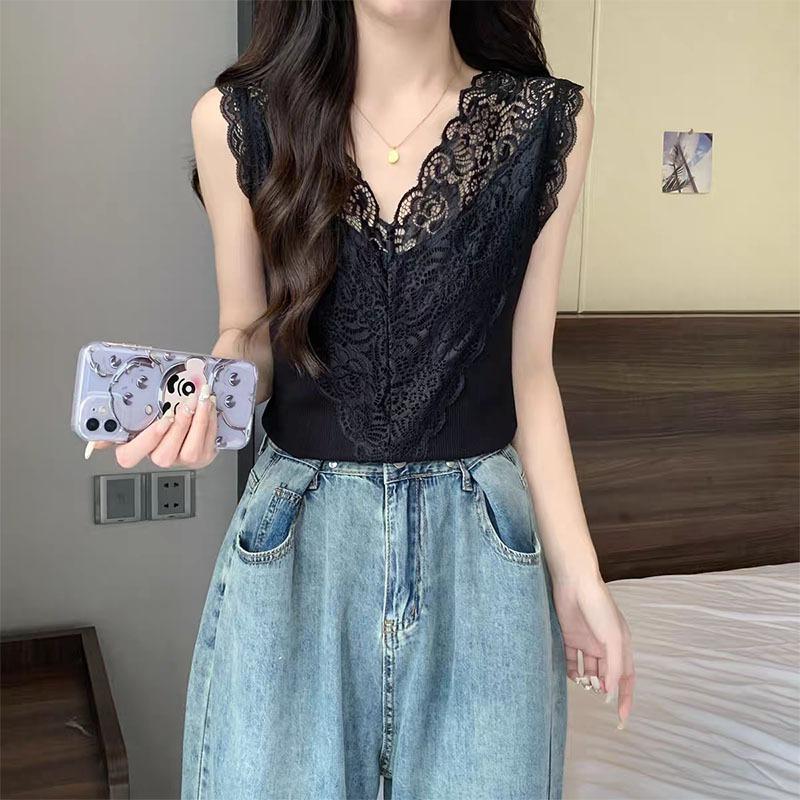 

Spring and Summer New Style Lace Shirt Large Size Camisole Vest for Women with Beautiful Back Modal Top XXL