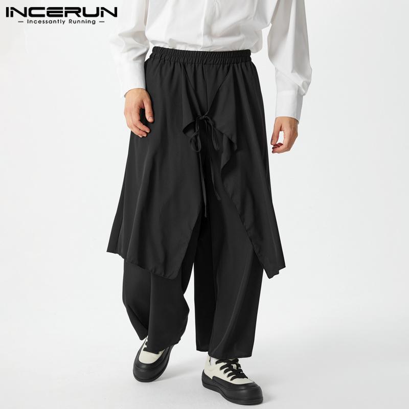 INCERUN Pánské elastické pasové sukně Kalhoty Bandáž Plisované gotické kalhoty Culottes