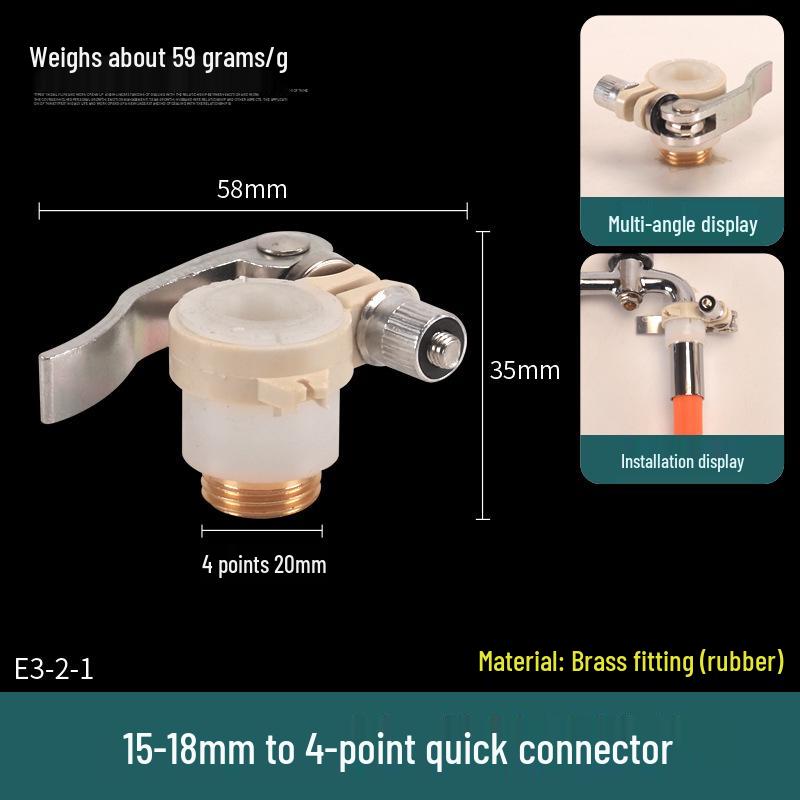 Quick-Connect Universal Faucet to 4/6 Point Washer Inlet Converter