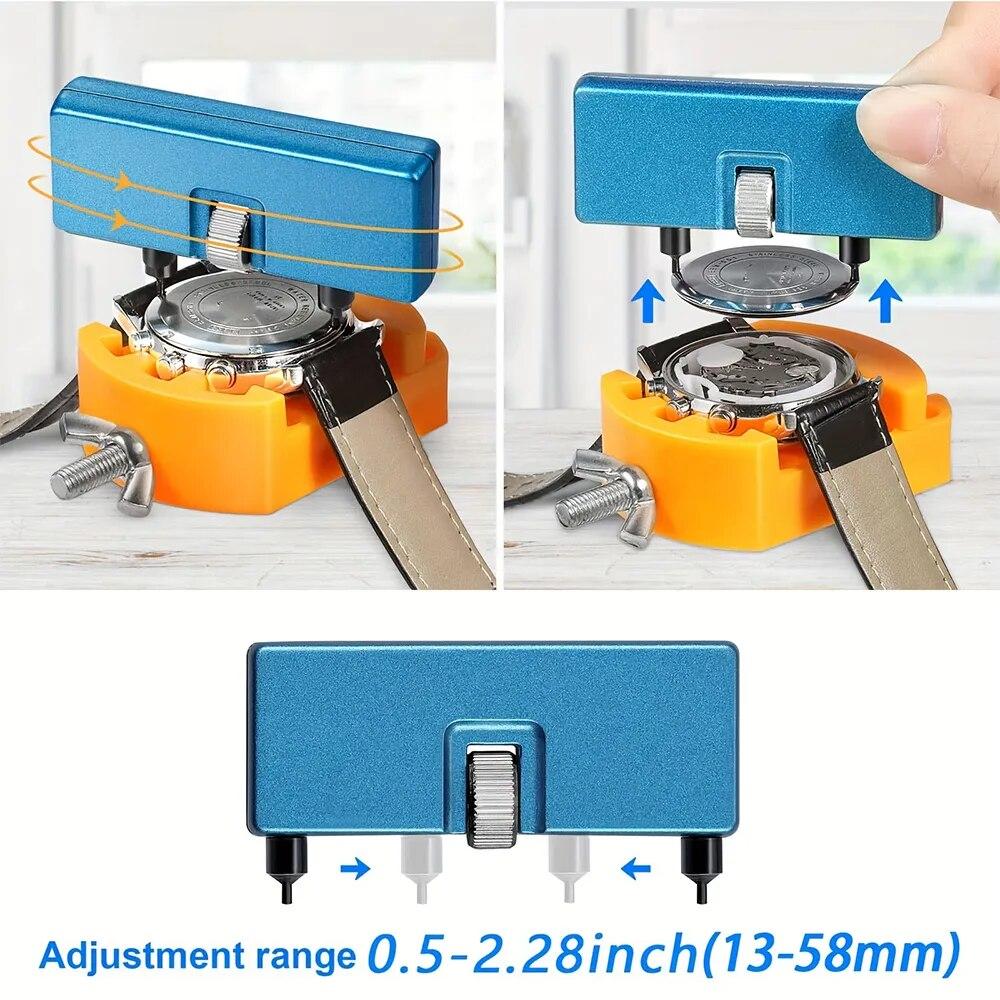 1Set 3 In 1 Repair Tool Set Watch Back Remover Tool Adjustable Opener Back Case Remover Watch Case Back Opener