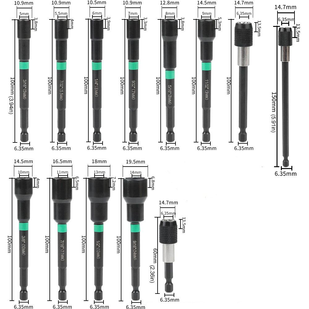 High Hardness Hex Socket Sleeve Magnetic Drill Bit  Extender Impact Socket Head  Power Screwdrive