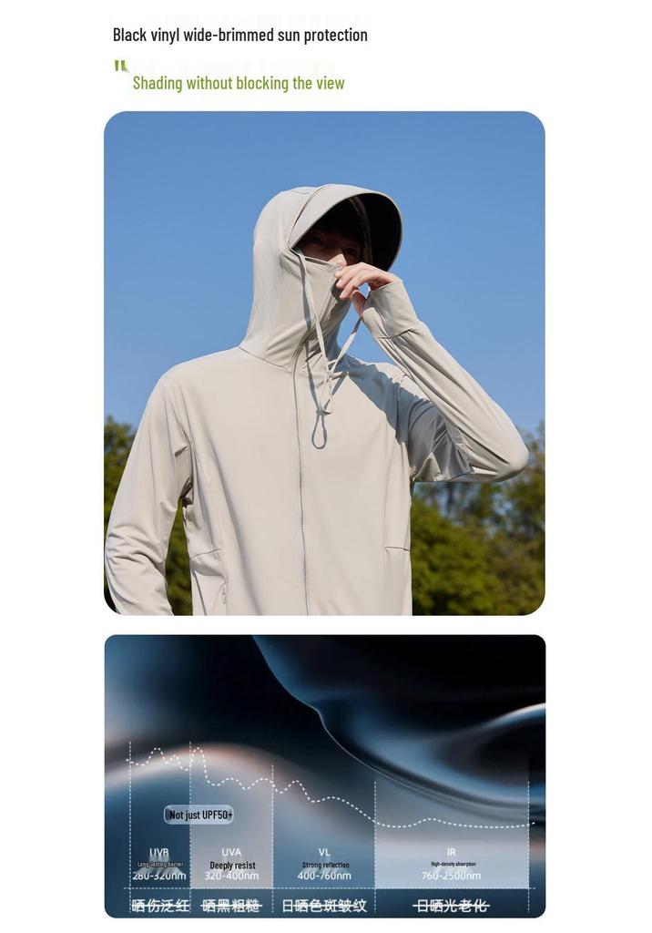 Ice Silk UV Protection Clothing: Unisex Outdoor Sun Shield with Detachable Hood for Cycling, Running, and Fishing