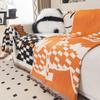Federa per Cuscino Divano Moderno Stile Nordico Double Face in Chenille Nero Bianco Copridivano Protettore Coperta Morbida per Divano
