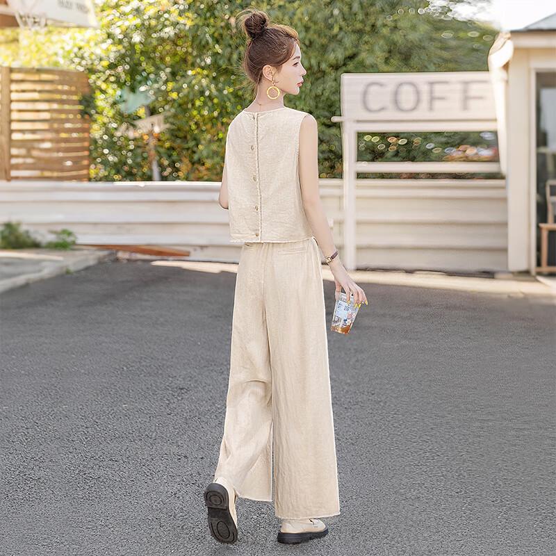 Женский летний комплект: топ без рукавов и широкие брюки XXL