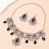 1 Set Halskette Ohrringe Set Strass Dekor Wassertropfen Bohemian Aushöhlen Symmetrisch Poliert Abschlussball Party Hochzeit Party Braut Schmuck Set