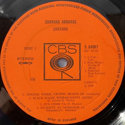LP-skiva SANTANA Abraxas 64087 CBS 1970 Storbritannien Latin Begagnad