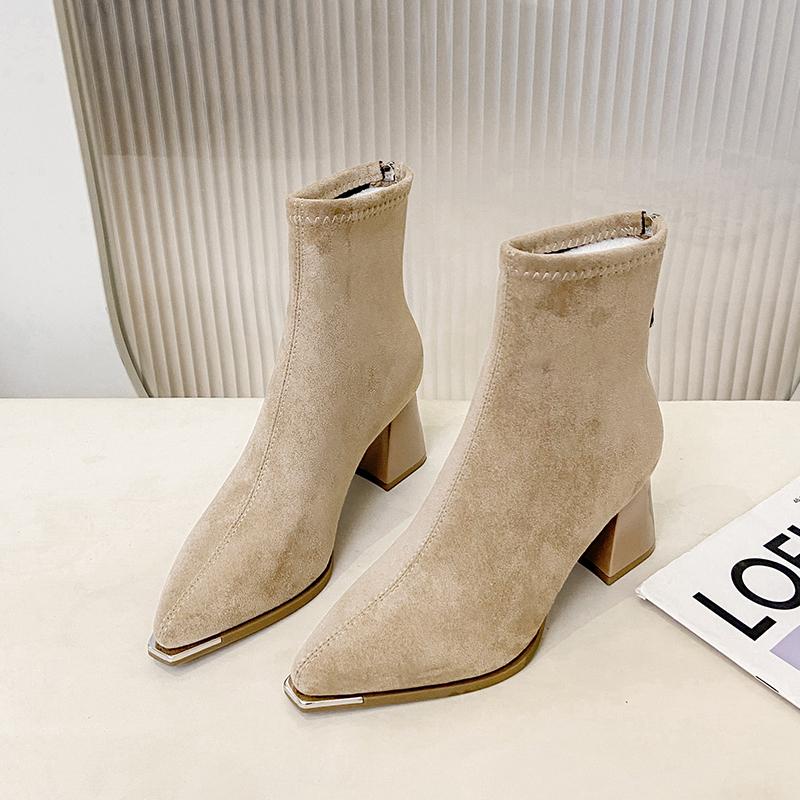 Designer Vintage Women Ankle Boots Fashion Pointed Toe Short Booties Elegant High Heels Shoes Botas Zapatos De Mujer