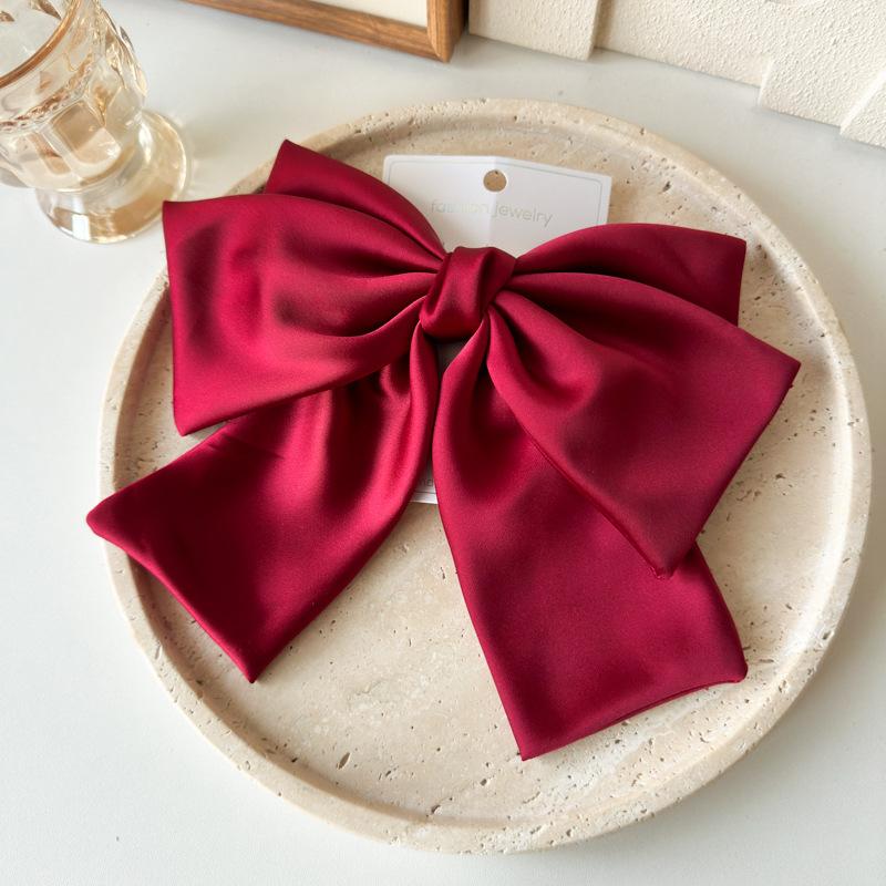 Simple Bow Hairpin with Three Layers of Soft Satin Surface, Retro Elastic Hairpin for The Back of The Head.